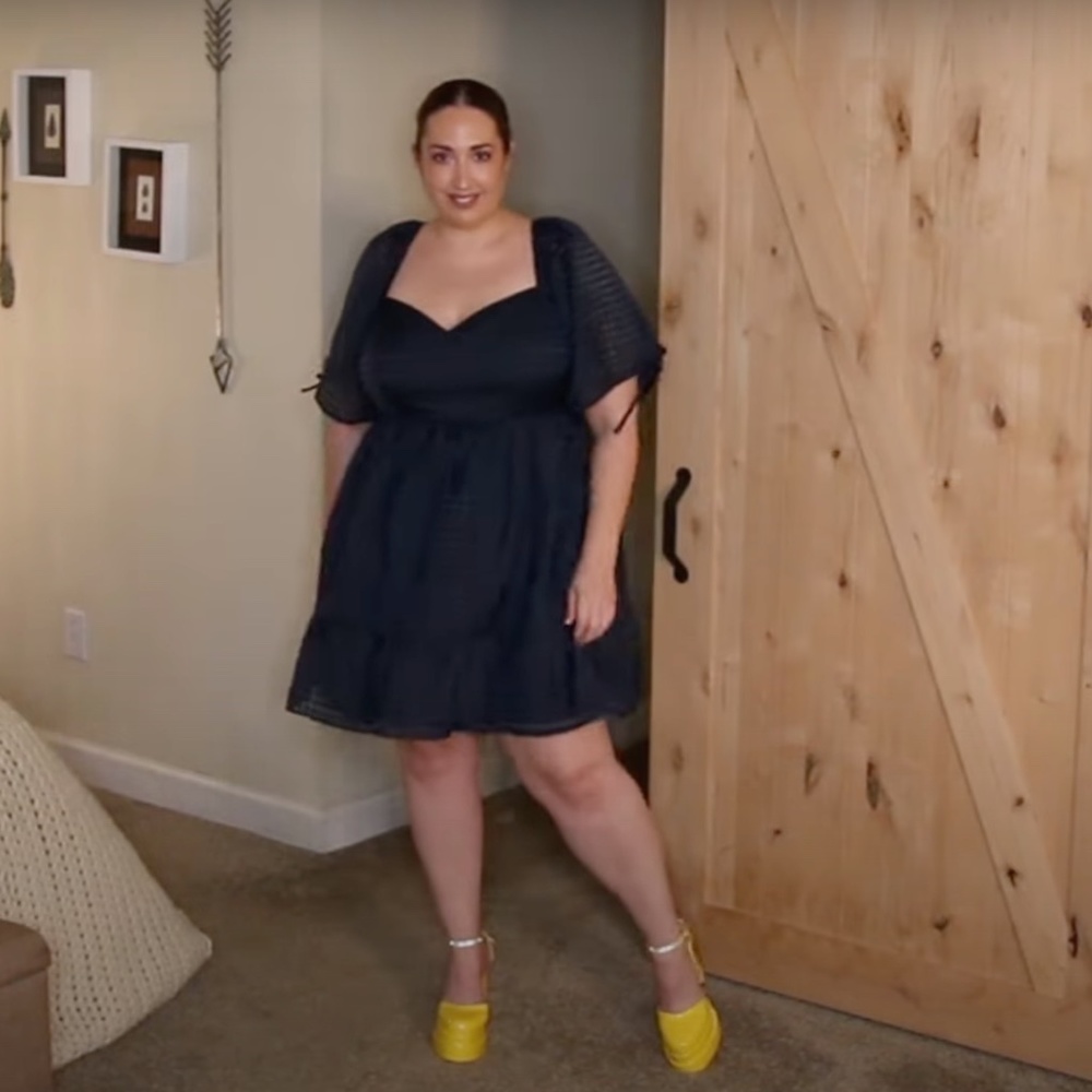 New with Tags! Fashion to Figure Navy Fit Flare Dress Size: 2